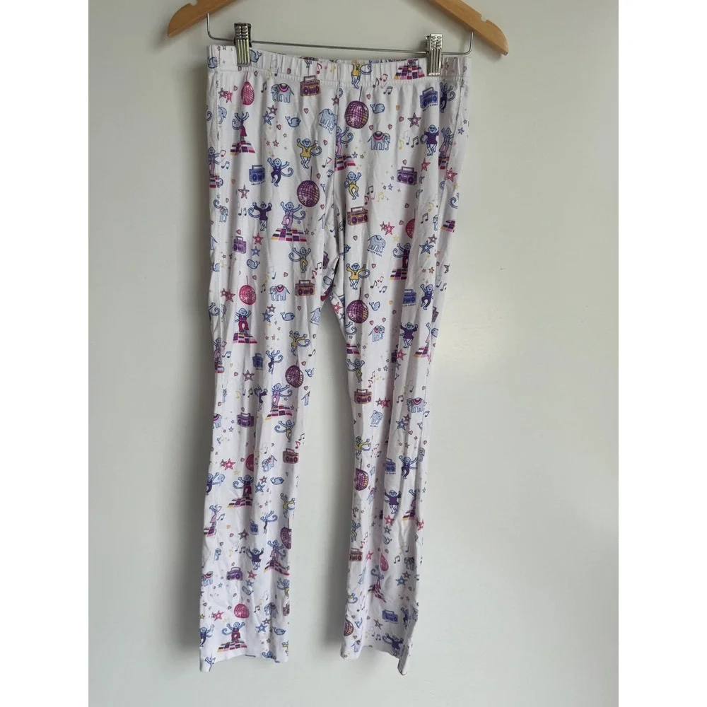 Roller Rabbit Boogie Monkeyland PJ Pima Cotton Pajama Set White Purple Small